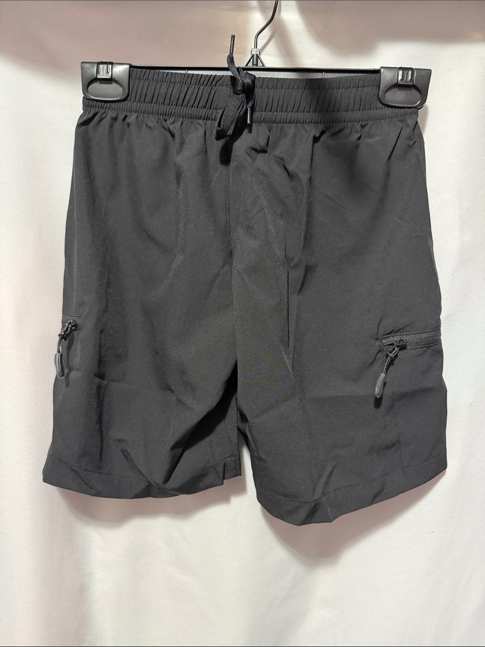 Kids Black Active Cargo Shorts with Zipper Pockets